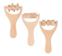 COLLBATH 3pcs Wooden Massage Roller Stick for Back Neck Shoulders Relief Multi-Functional Body Massager Tool for Athletes Office Workers