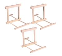 COLLBATH 3PCS Wooden Parakeet Cage Mirror Stand Hanging Swing and Platform Perch, Interactive Bird for Cockatiels and Small Parrots, 10x10x10cm Parrot Cage Accessory