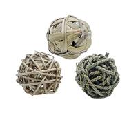 COLLBATH 3pcs Woven Rattan Straw Hamster Chew Ball Interactive Toys for Rabbits Mice Guinea Pigs Chinchillas Random Style