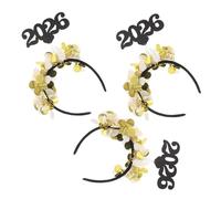 COLLBATH 3pcs Year Hair Accessories Gold Headband for Comfortable Party Hairband with Shimmering Numeric Embellishments Holiday Hair Hoop for Festive Outfits