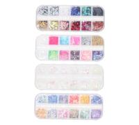 COLLBATH 4 Boxes Holographic Butterfly Nail Art Sequins Lightweight Portable Manicure Tools for DIY Nail Salon Decoration Delicate Irregular Glitter Charms for Women
