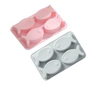 COLLBATH 4 Grids Fish Shaped Silicone Ice Cube Tray and Cake Decorating Tool, Portable and Water Insoluble Mold for Making Chocolates and Ice Cubes, Pink Silicone Mold for Sweet Baking
