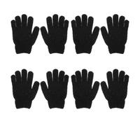 COLLBATH 4 Pairs Exfoliating Mitt Bath Gloves for Shower Deep Cleaning Dead Skin Removal, Black Polyester Body Scrub Gloves that Fit Hand Well for Daily Life Exfoliating