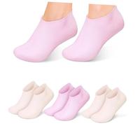 COLLBATH 4 Pairs Silicone Socks Women Woman Moisturizing Sleep Seamless Ankle Spa Overnight Ladies Support Moisture Feet Warm Multipack Gel Socks Silica Gel