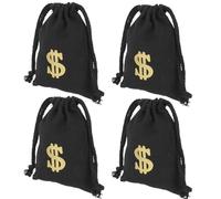 COLLBATH 4 Pcs Canvas Drawstring Money Pouches with Gold Sign Portable Favor Bags for Pirate Theme Parties Birthday Wedding Candy and Jewelry Storage