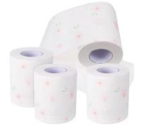 COLLBATH 4 Rolls Printed Toilet Paper Floral Decorative Soft Absorbent Tissue for Bathroom Home Travel Septic Safe with Clear Separation Line