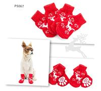 COLLBATH 4 Set Pet Dog Christmas Socks Non-slip Cotton Socks for Dogs Christmas Man Deer Tree Size Xl Random Style