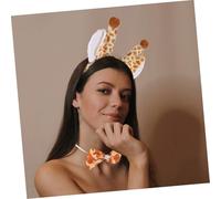 COLLBATH 4 Sets Animal Headband Cosplay Kit with Tiger Giraffe Pig Zebra Ears Bow Ties and Tails Soft Festival Headdress Accessories for Halloween Party Dress Up