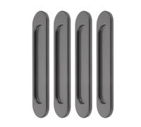 COLLBATH 4pcs Adhesive Recessed Sliding Door Handles Oval Flush Pulls for Closet Cabinet Glass Doors Gray Stick-on Pocket Hardware