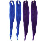 COLLBATH 4pcs African Dreadlocks Wig Pre-stretched Heat-resistant Hair Two-tone Blue Purple for Braids Cosplay Halloween