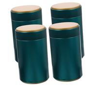 COLLBATH 4Pcs Airtight Tea Canisters Tinplate Storage Jars for Loose Leaf Tea Sugar Spice Coffee Powder Kitchen Organizer Vintage Green