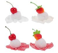 COLLBATH 4pcs Birthday Hair Clip Cherry Strawberry Cake Cute Plaid Barrettes Fruit Alligator Clips Food Hairpin Decoration Women Teen Holiday Party Accessories