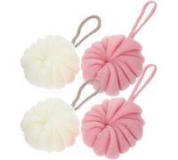COLLBATH 4pcs Body Exfoliating Bath Ball Bathroom Accessories 4.32x4.32x1.97inch Pe Material Practical Foaming Bathing Skin Scrubber for Adult Shower