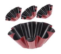 COLLBATH 4Pcs Carbon Steel Flower Shaped Egg Tart Molds Non-Stick Deep Design for Even Baking DIY Tartlet Pudding Cupcake Baking Red Black
