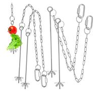 COLLBATH 4pcs Chicken Veggies Chain Hanging Feeder Toy Chicken Fruit Skewer Stainless Steel Food Feeder Outdoor Poultry