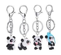 COLLBATH 4pcs Cute Panda Keychains Adorable Cartoon Pendants for Bags and Keys and Styles Multi-Purpose Decorative Key