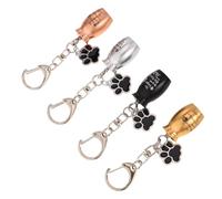 COLLBATH 4pcs Dog Paw Memorial Keychain Ashes Holder Pet Urn Pendant Metal Capsule Keyring for Cat Dog Hair Souvenir Keepsake Memorial Charm in Black Silver Gold Rose Gold