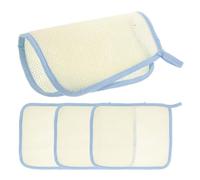 COLLBATH 4pcs Dual-sided Exfoliating Wash Cloth Soap Bag Nylon Body Scrubber for Skin Cleansing Soft Foaming Bath Towel for Gentle Massage and Mild Exfoliation Beige