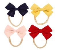 COLLBATH 4pcs Elastic Bow Headband for Girls Soft Newborn and Boy Girl Headbands No Mark Design for Gentle Fit