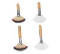 COLLBATH 4Pcs Face Fan Makeup Brushes with Soft Nylon Hair for Blending Highlighting and Powder Application Handles for Womens Facial Makeup Tools
