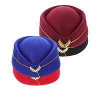 COLLBATH 4pcs Flight Attendant Beret Hats for Women Lightweight Stylish Stewardess Caps Black Blue Versatile Costume Accessories for Stage Performances and Travel
