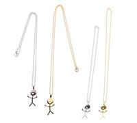 COLLBATH 4pcs Funny Doodle Necklace Set Stainless Steel Finger Charm Gold and Silver Pendant Necklaces for Men and Women Friendship Jewellery Sturdy Design