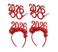 COLLBATH 4PCS Happy Year Headbands Glittery Hair Hoops Fun Eyeglasses Party Props for Christmas Year Eve Celebrations for All Ages and Festive Events