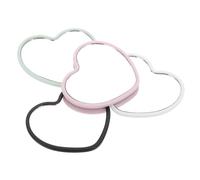 COLLBATH 4pcs Heart Shaped Handheld Mirrors Compact Portable Pocket Makeup Mirrors Mini for Travel Bedroom Dormitory with White Pink Green Black Colors
