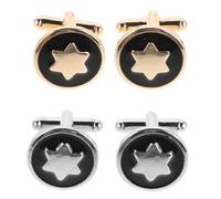 COLLBATH 4PCS Hexagram Star Shape Cufflinks Set for Men, Gold and Silver Tone Tuxedo Shirt Studs, Business Wedding Suit Accessories for French Cuff Shirts