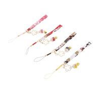 COLLBATH 4pcs Lucky Cat Ornament: Kawaii Cat Bell Mobile Phone Pendant - Japanese Keychain Decoration Maneki Neko Charm Strap Accessory