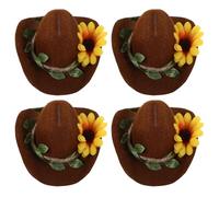 COLLBATH 4PCS Mini Cowboy Hats for Pets: Felt Tiny Western Hats for Chickens Snakes & Small Animals -Adjustable Fun Halloween Dress-Up Accessory