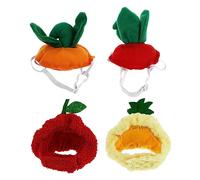 COLLBATH 4pcs Pet Hats for Dogs and Cats Adorable Fruit-themed Headwear for Birthdays Holidays and Everyday Wear Includes Pineapple Pumpkin and Strawberry Designs