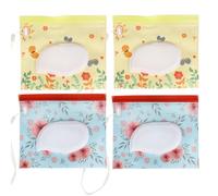 COLLBATH 4pcs Portable EVA Wet Tissue Case Refillable Dispenser Pouch with Cover for Travel Outdoor Use Holder for Wet Wipes Storage Compact Design with Butterfly and Floral Patterns