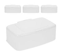 COLLBATH 4pcs Portable Wipes Case Reusable Box for Wipes Pp White Efficient Dispensing Space-saving for Facial Tissues Bathrooms Office Desk