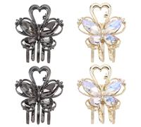COLLBATH 4pcs Rhinestone Claw Hair Clips: Mini Barrettes Small Metal Hair Claws - Butterfly Clips Decorative Fashion Accessories for Women Girls