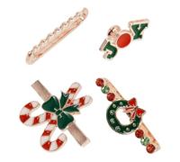 COLLBATH 4PCS Rose Gold Candy Cane Watch Charms for Band Lightweight Christmas Decorative Rings for Popular Smartwatch Wristbands Easy Swap Holiday Band Accessories