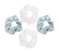 COLLBATH 4pcs Satin Hair Ties Elastic Scrunchies for Women Soft Stretchable Ponytail Holders in Light Green and White No Crease Hair Bands for Daily Wear and Parties