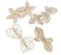 COLLBATH 4pcs Shiny Butterfly and Flower Hair Clips for Elegant Pearl-accented Barrettes Hairpins Chic Metal Side Clips for Weddings Parties and Daily Styling