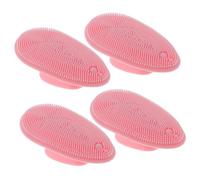 COLLBATH 4Pcs Silicone Facial Scrubbers Soft Exfoliating Face Wash Brushes Gentle Massage Skin Cleaning Tools for Daily Makeup Removal and Deep Pore Care Pink