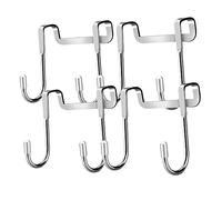 COLLBATH 4pcs Stainless Steel Over Door Hooks Double Prong Towel and Hat Hangers Space Saving Bathroom Kitchen Organizer
