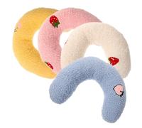 COLLBATH 4pcs U-shaped Cat Pillow Portable Sleeping Cushion for Indoor Cats Soft Lightweight and Comfortable for Neck and Spine for Kittens and Small Pets White Yellow