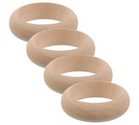 COLLBATH 4pcs Unfinished Solid Wood Bangles 25mm Wide Natural Wooden Round Bracelets for DIY Painting Carving Crafting Lightweight Hypoallergenic Wood Cuffs