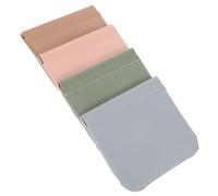 COLLBATH 4pcs Women Makeup Bags PU Leather Small Cosmetic Pouches with Self-Closing Pocket Seal Toiletry Storage for Travel Daily Use Office Outdoor in Khaki Green Pink Blue