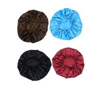 COLLBATH 4pcs Women Sleep Caps Night Hair Protection Hat Elastic Large Satin Bonnets for Various Hair Types Comfortable Cozy Sleep