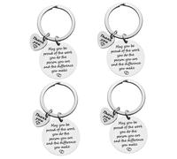 COLLBATH 4sets Key Chain for Retirement Stainless Steel Stylish and Durable Personalize Additional Charms Perfect Present 2pcs*4
