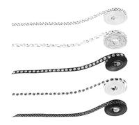 COLLBATH 5 Rolls 5 Yard Dog Paw Print Wired Ribbon Set, Polyester Cartoon Bone and Footprint Pattern Ribbon for Crafting, Wrapping, Floral Arrangement, Party Decoration