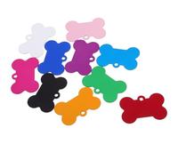 COLLBATH 50pcs Dog Tag Pet Name Tag Creative Shaped Design Strong and Sturdy Aluminum Alloy Dog Bone Shape for DIY Bag Pendant Use Random Color