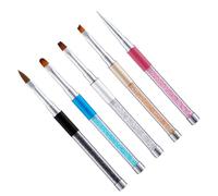 COLLBATH 5pcs Acrylic Rhinestone Handle Nail Art Pen with Diverse Brush Tips for DIY Manicure Nail Brush Kit for Home Salon Use Gift