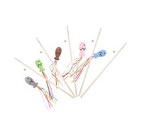COLLBATH 5pcs Cat Interactive Toy Set Teasing Stick with Pendant for Kitten Plaything