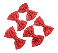 COLLBATH 5pcs Christmas Sequins Hairpin Bow Knot Embroidery Barrette, Red Chiffon Cloth Hair Clip with Shining Feature, for Day and School Reward Hair Styling